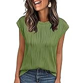 LILLUSORY Dressy Casual Blouses for Women 2026 Summer Tops Trendy Cap Short Sleeve T Shirts Cute Work Clothes