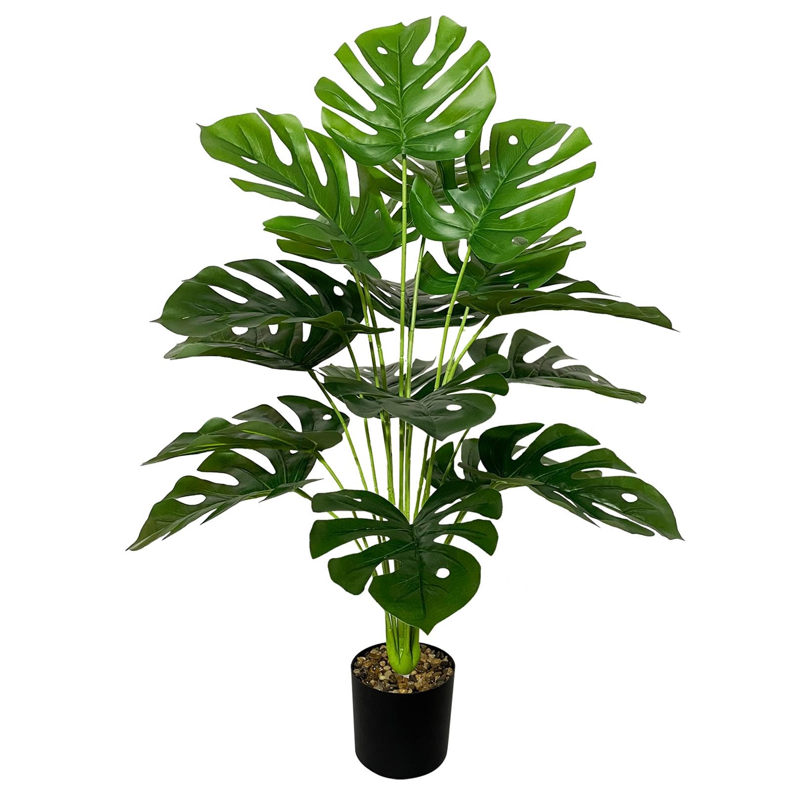AIVORIUY Artificial Plants in Pots Large Fake Tree Floor Faux Tropical Plants Decorative Greenry House Potted Tall for Home Office Living Room Decor Indoor Garden Outdoor (75cm Large Monstera Palm)
