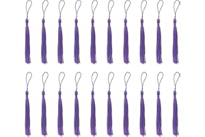 Sowaka 50 Pcs Tassel Silky Soft Mini Floss Handmade Tassels with Loop for Bookmark Jewelry Making Keychain Souvenir DIY Crafting Project Supplies Chinese Knot (Dark Purple)