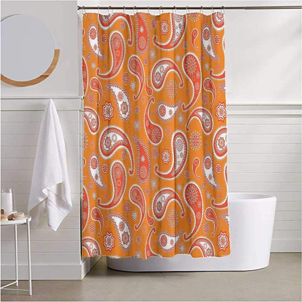 ScottDecor Guest Bathroom Shower Curtain Burnt Orange Paisley Unusual Motifs