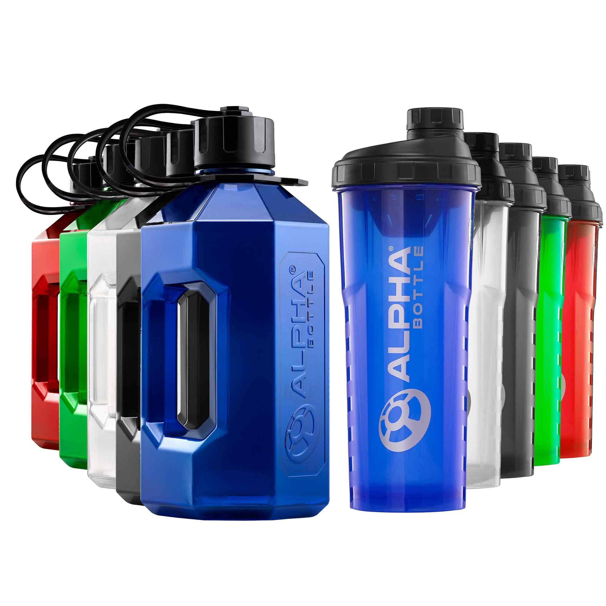 Alpha Designs 2 Pack Water Bottle (2.4L) & Protein Shaker Bottle (1L) Bundle - Gym Gifts for Men & Women - Blue โ image 1
