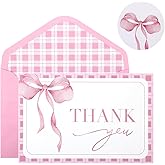 OIPKKUI 30Pack Pink Bow Thank You Cards with Envelopes Stickers Bow Blank Note Card Watercolor Greeting Card for Wedding Party Birthday Supplies (Pink A)