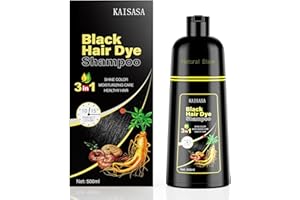 KINGMING Black Hair Dye Shampoo 3 in 1 for Gray Hair, Hair Color Shampoo for Women Men Grey Hair Coverage, Herbal Ingredients Champu Con Tinte Para Canas 500ml (Black).