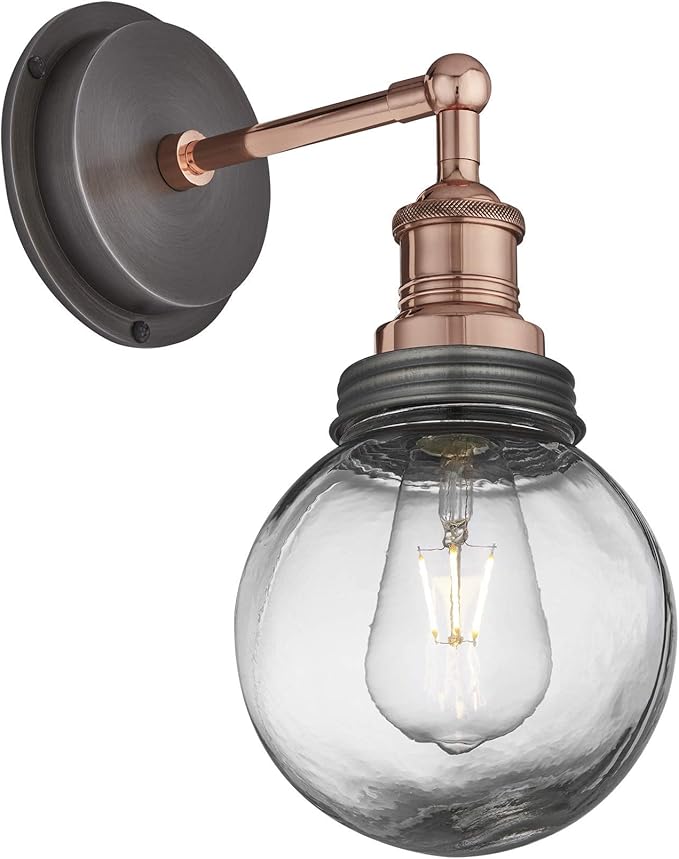 Industville Brooklyn Outdoor & Bathroom Wall Light Copper/Pewter
