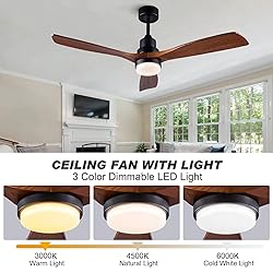 XBIBI 52 Inch Ceiling Fan with Lights Remote
