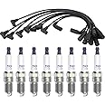 TICANEE Spark Plugs and Wires Compatible with Chevy 5.7L 4.3L 5.0L, 41 993 19256067 Iridium Spark Plugs Compatible with SILVERADO 1500 1996-2009 Tahoe GMC S10 PICKUP BLAZER