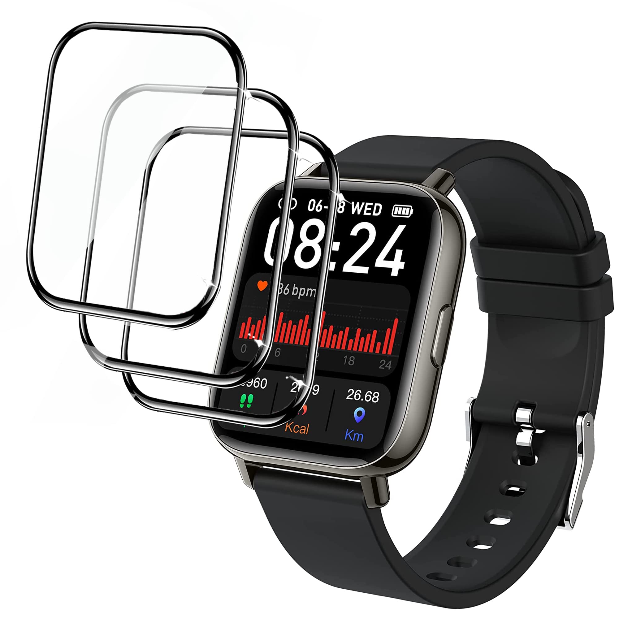 for MOLOCY Smart Watch P32 Screen Protector, [3 Pack] 3D Full Coverage PET Soft Screen Protector Film Compatible with MOLOCY P32 Smart Watch 1.69" Touch Fitness Watch for Women Men / P32 Smart Watch