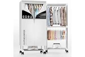 KISEELY Clothes Dryer, Portable Drying Machine with Timer, 60inch Laundry Drying Wardrobe with Large Capacity, Electric Dryer/Rack for Home | Appartments (Grey RW1)