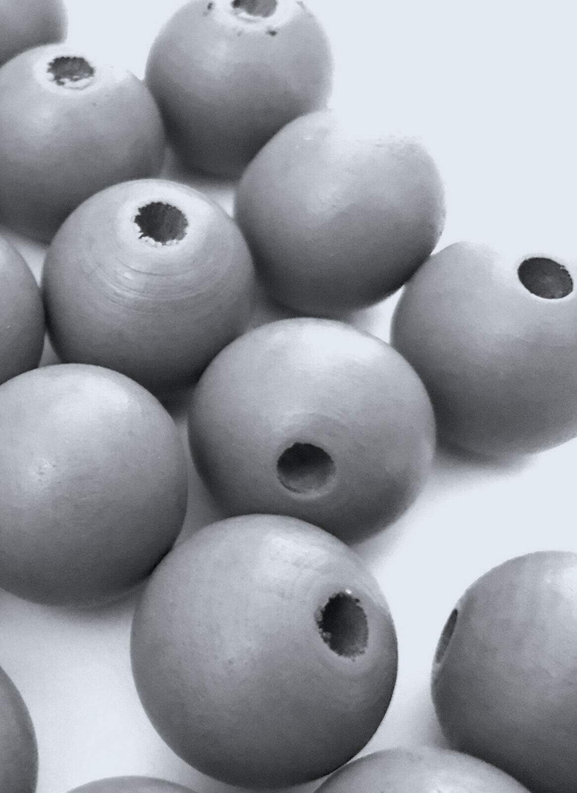 50 pcs Large Gray Wood Beads Round 20mm Bead Jewelry Making Wooden Grey Big G1