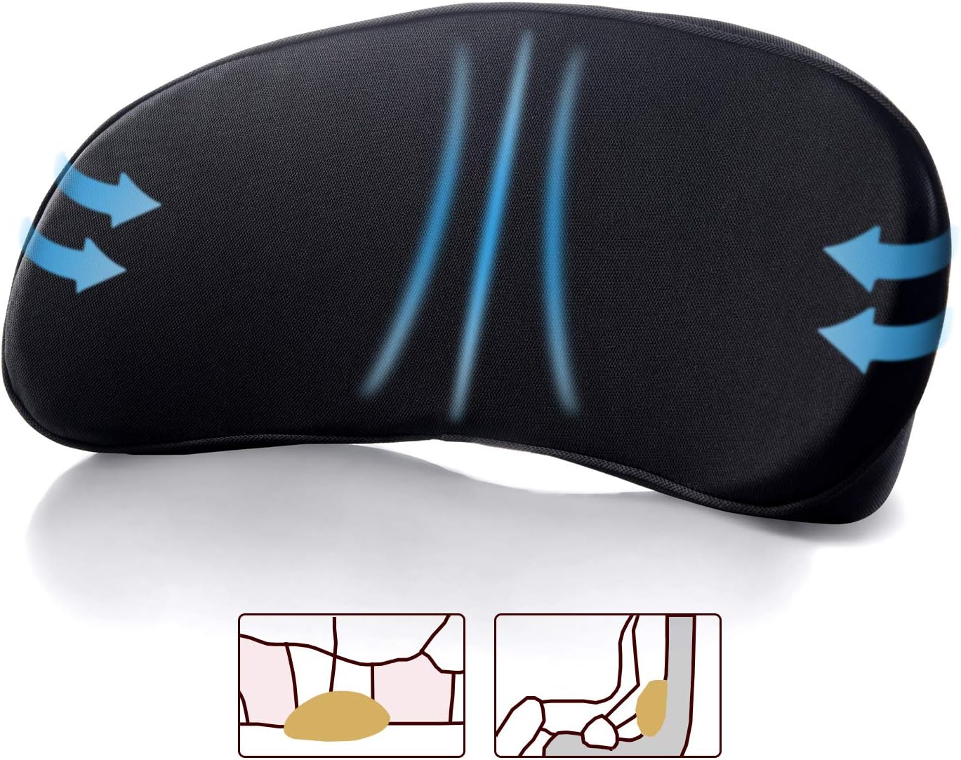 Shakerino Lumbar Support Pillow for Car Seat – Multi-Use Memory Foam Lower Back Cushion with Ergonomic Streamline, Upgraded for Waist & Hip Pain Relief, Perfect for Car Driver, Recliner, Bed, Black: Automotive