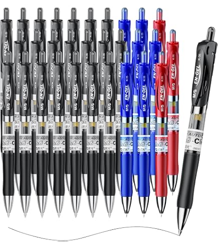 Lot De 12 Stylos Gel M&G K-35 - Pointe 0,5 Mm - Encre Noire à Séchage Rapide - Corps Ergonomique Avec Grip Confort