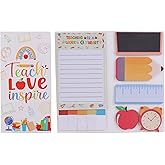 Teacher Theme Sticky Notes Set, Cute Self-Stick Note Pad for Teacher Appreciation Gift School Office Supplies
