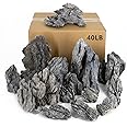 ChaoLeHo Seiryu Stones Natural Slate Stone Rocks 2 to 10 inch Aquariums Stone for Aquascaping, Aquariums,Terrariums, Vivariums Decorative Stone,Reptile Enclosures,Paludariums, and Gardens（40Lb）