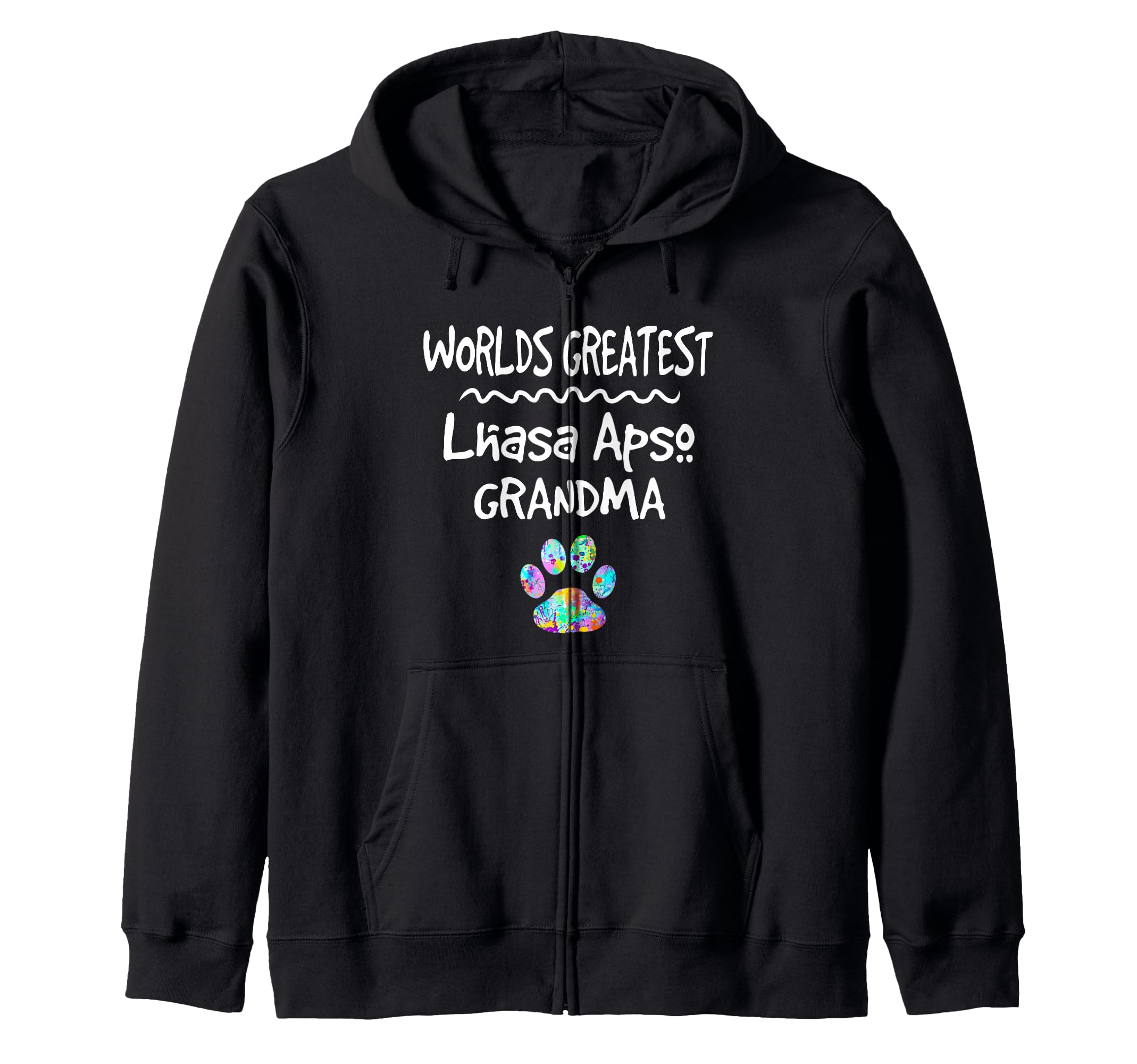 Worlds Greatest Lhasa Apso Grandma Cute Dog Paw Print Pet Zip Hoodie