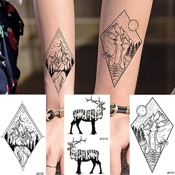 Anzihuanxi Peak Mountain Tatouage Temporaire Faux Black Elk