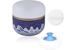 W M G WEMEGA WEMEGA Body Powder Case with Powder Puff Powder Container Tea Box for Baby and Women Powder Puff and Powder Case for Travel (Blue Sea1)