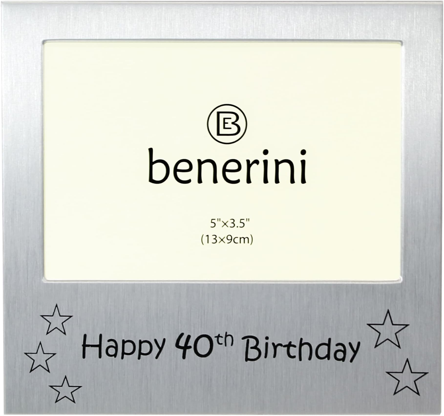 Photo Frame - Happy 40th Birthday - Picture Size 5 x 3.5 Inches - Brushed Aluminium Silver Colour