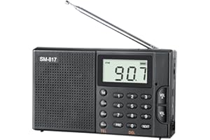 SEMIER Portable AM FM SW Bluetooth Radio with 1200mah Rechargeable Battery, Small Shortwave Radio Digital Tuning, LCD Display, Support USB and Micro SD Card, Build-in Bass Speaker and Earphone Jack