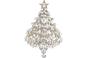BriLove Merry Christmas Tree Brooch Xmas Star Rhinestone Marquise Decorative Gift for Women
