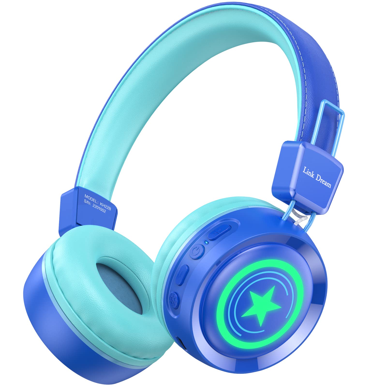 Photo 1 of Link Dream Kids Bluetooth Headphones with Microphone for School On-Ear Headphone Toddler Children Wireless Headphone Headset with LED Lights Compatible with Cellphone/Computer/Tablet/iPad