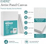 EXERZ 15x20cm Canvas Panels 6pk 3mm 280gsm 100% Cotton Triple Primed view 6