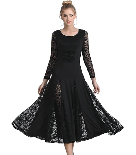 Amazon.com: ZX Women's Ballroom Dance Dress Lace Short Sleeve Long