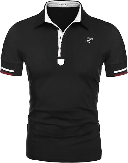 Hotouch Mens Fashion Polo Shirt Short Sleeve Polo Tee Casual Slim Fit Basic Golf Tee Sport Polo T-Shirts