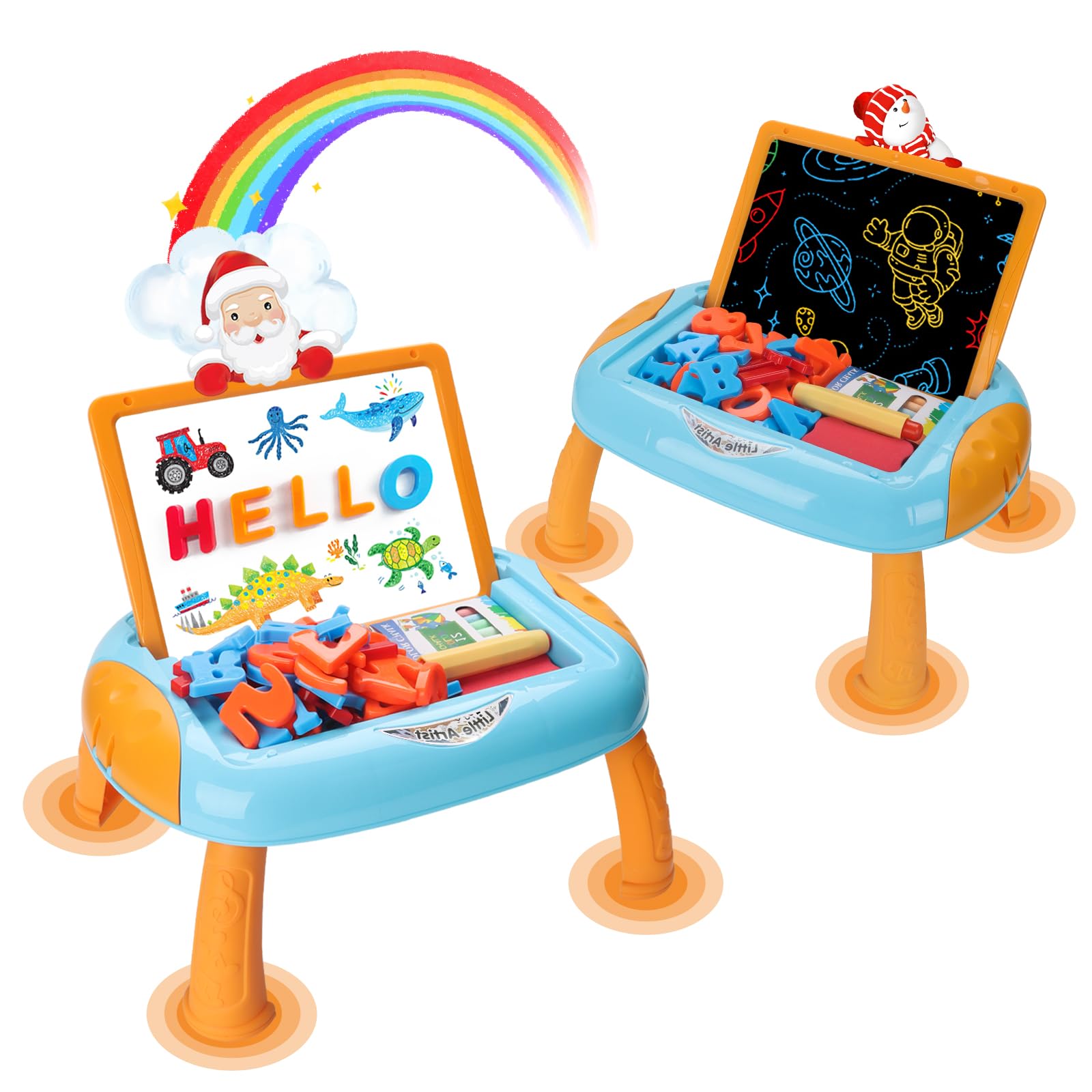 Photo 1 of MAYESAR Toy for 1-2 Year Old Boys,Toddlers Toys with Magnetic Letters and Numbers, Art Easel for Kids 1 2 Year Old, Boy Birthday Christmas Gifts (Blue,Orange)