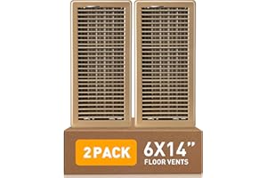 VE NI SCC Floor Register 6 x 14 Inch 2 Pack, Floor Vent Covers for Home Floor, Sidewall, Premium Finish Register Vent Covers with Easy Adjust Air Supply Lever, Brown
