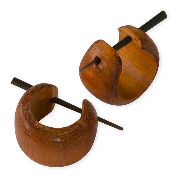 Fly Style Damen Holz-Ohrringe Creolen schlicht klein verschiedene Modelle schwarz braun er036