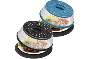 4 in 1,WENWELL 2 Microwave Splatter Cover & 2 Mat,Cooking Splash Guard with Handle,Kitchen dish bowl Plate Proof Food lid & Silicone Round mat,Home Apartment Essential