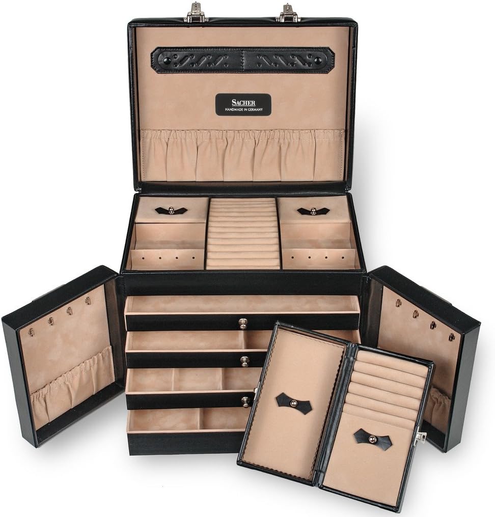 SACHER jewellery case incl. travel box Mona/new classic/black, leather/handmade in Germany