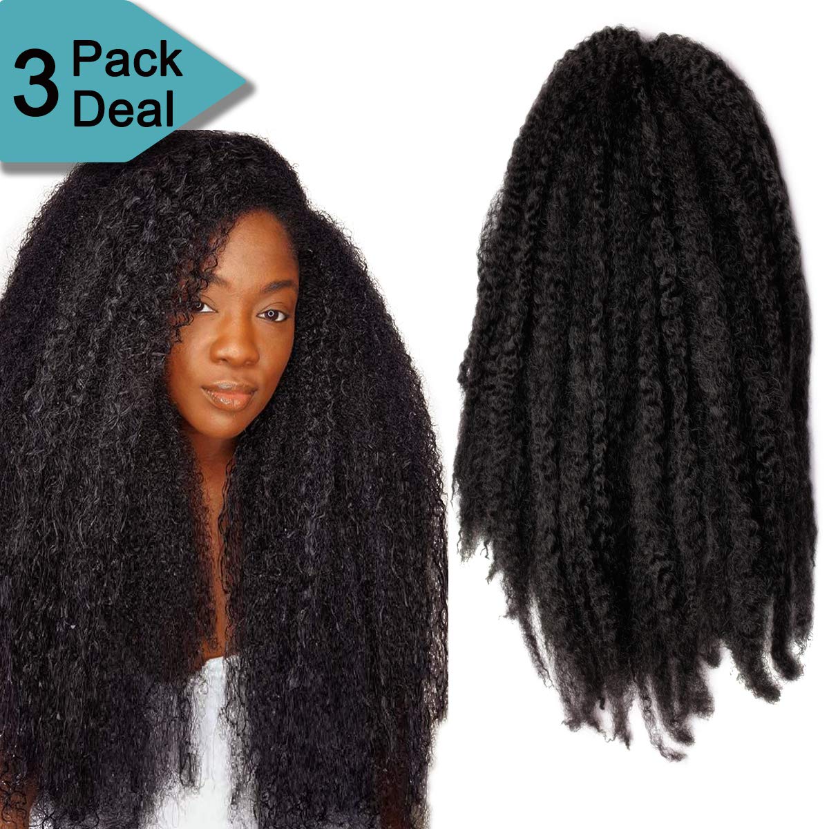 Alica Hair 18 1b Alica 3 Packs Afro Kinky Marley Braids Hair
