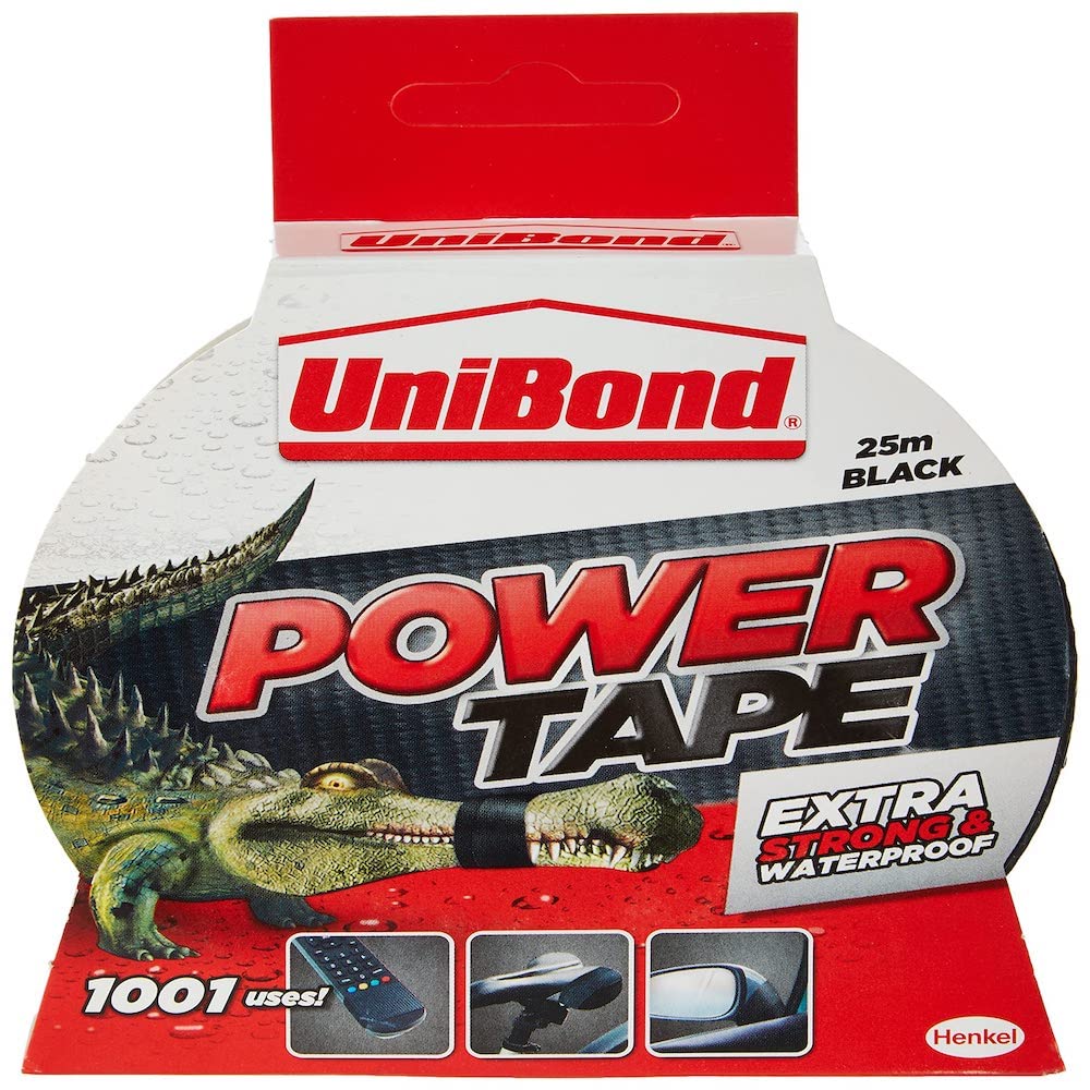 UniBond 1668019 Extra Strong Power Tape / Temperature resistant and waterproof / Adhesive tape in black / 25m