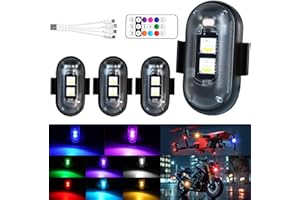 Waterproof Wireless Led Strobe Lights, LED Strobe Lights with Remote Anti-Collision Lights 8 Colors USB Charging Wireless Str