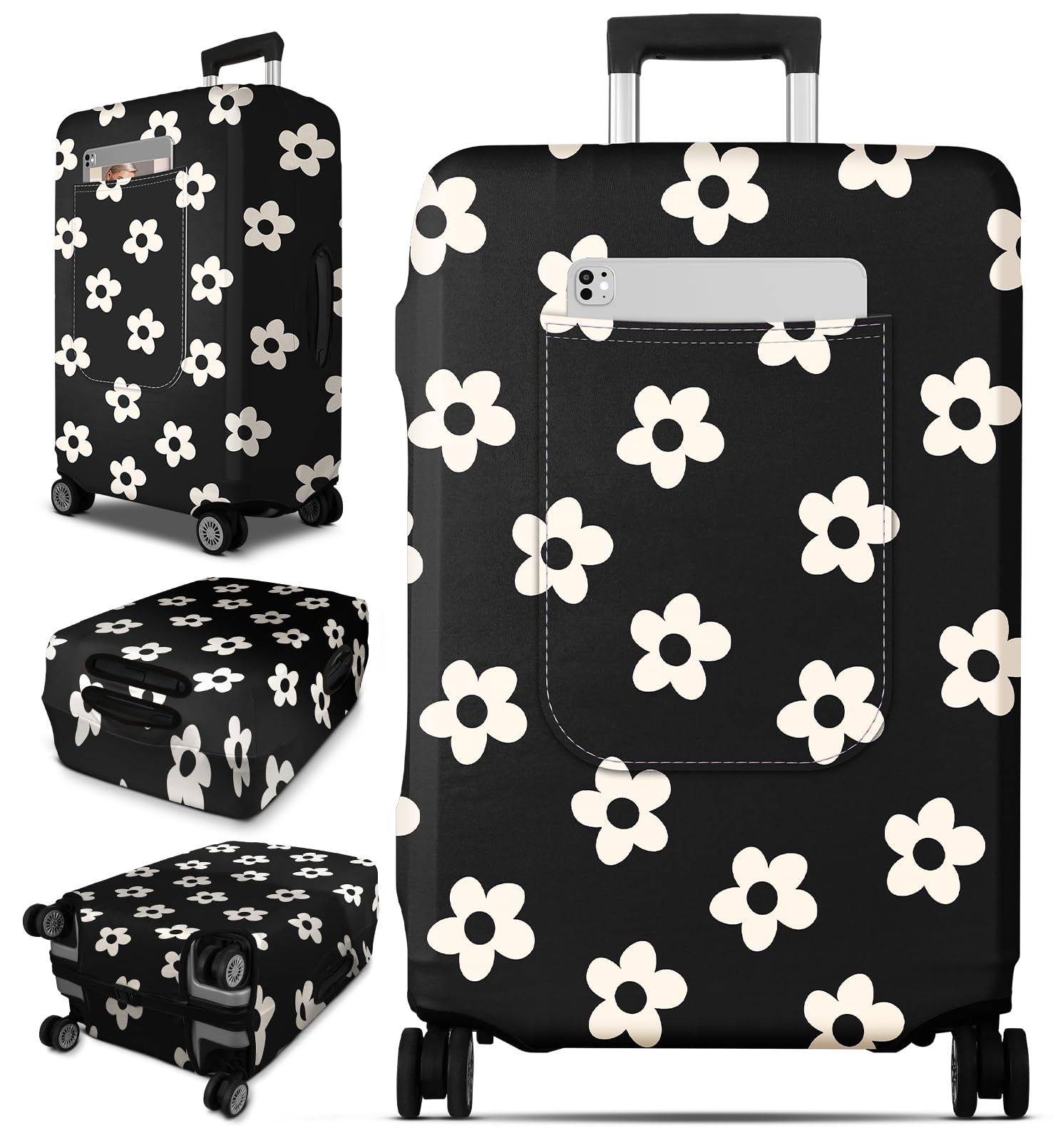 Photo 1 of Slohif Luggage Cover for Suitcase Tsa Approved Protector - Luggage Sleeve Large Suit Case Cover Travel Stretch Baggage Case Protective Washable Fit 18-32 Inch Flower L
