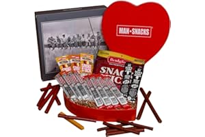ManSnacks Jerky In A Heart-Shaped Tin for Men - Large Variety Of Beef Sticks, Pepperoni Sticks, Turkey Sticks & Cheese Sticks, In A Fun Heart-Shaped Tin and Gift Box | Great Gift For Jerky Lovers