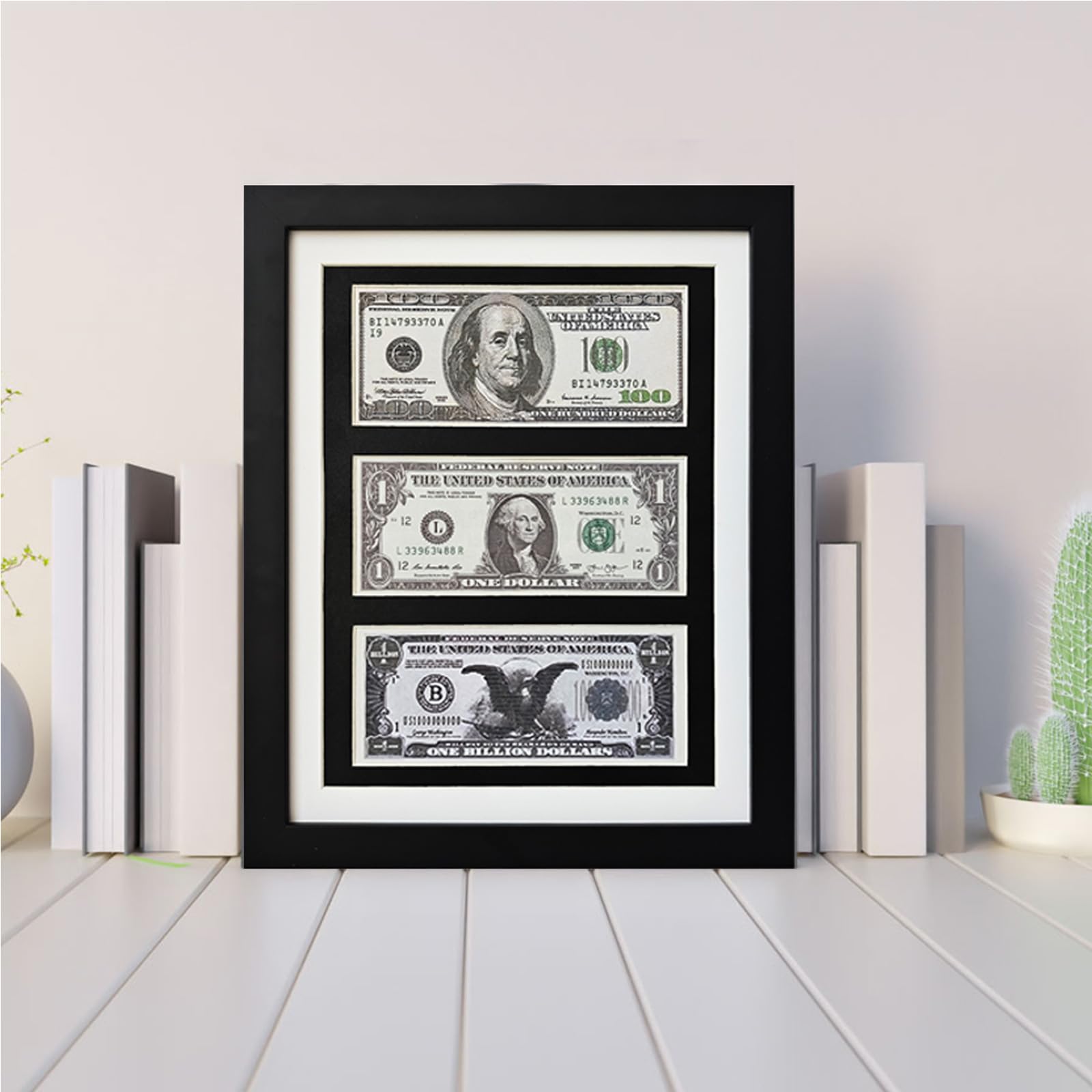 Photo 1 of JIANGPAI Tabletop picture frame, Dollar Bill Frame,first dollar bill frame (with black mat), real glass, easel and wall mount.