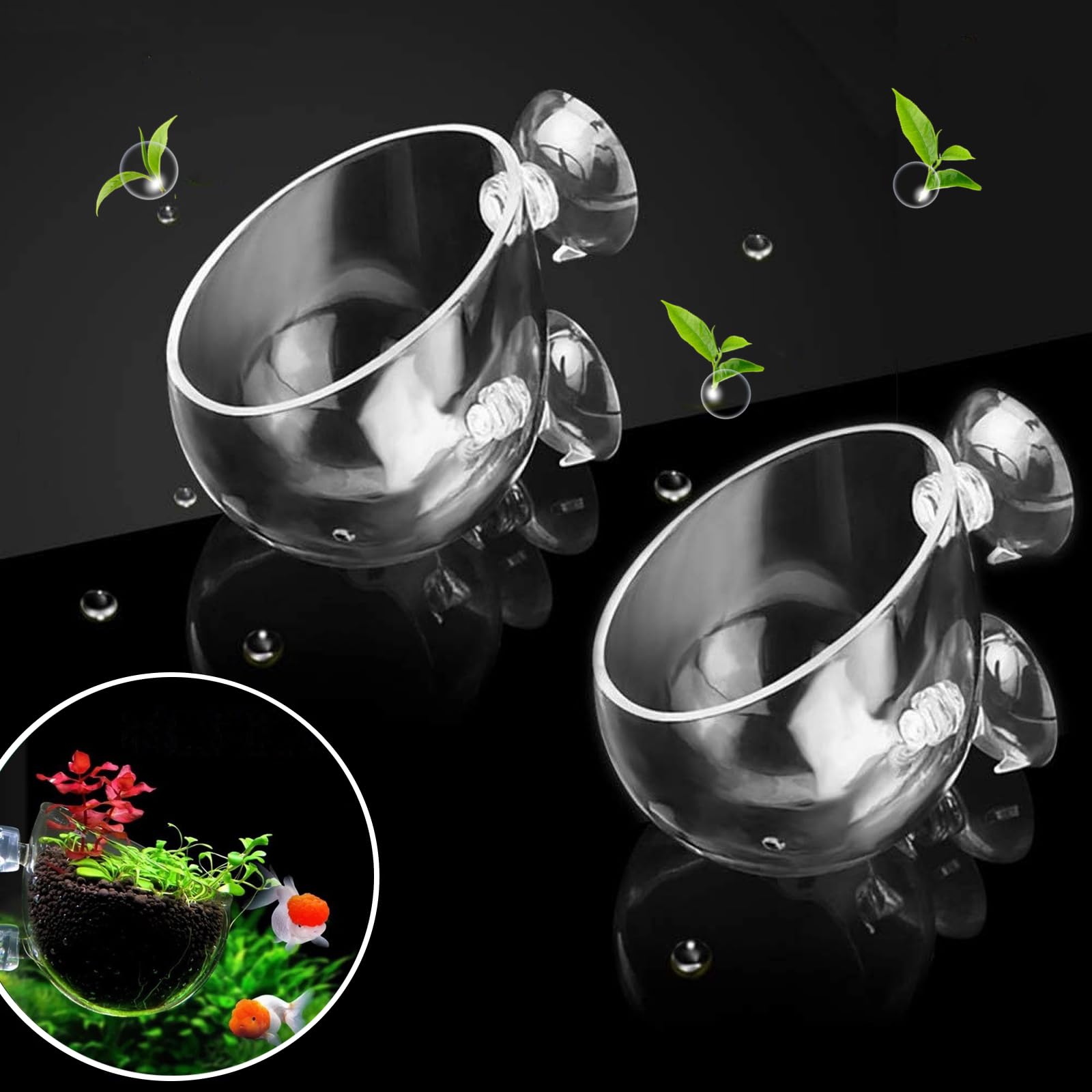 Photo 1 of 2 PCS Aquarium Plant Holder Top Hanging Fish Tank Plant Pot Aquarium Planter Cups for Water Feature Decoration