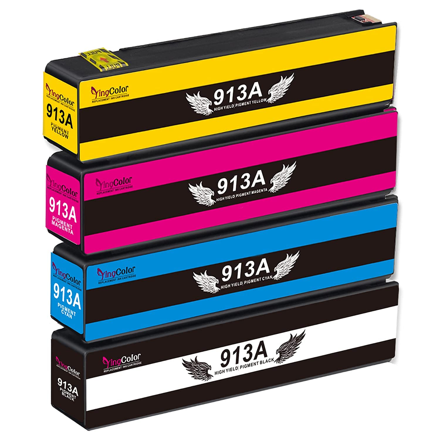 YINGCOLOR 913A Ink Cartridges for HP 913 913A Ink Cartridges Multipack for HP PageWide 377DW 352DW PageWide Pro 452DW 452DWT 477DW 477DN 477DWT 552DW 577DW 577Z Managed MFP P57750dw P55250dw (4 Pack)