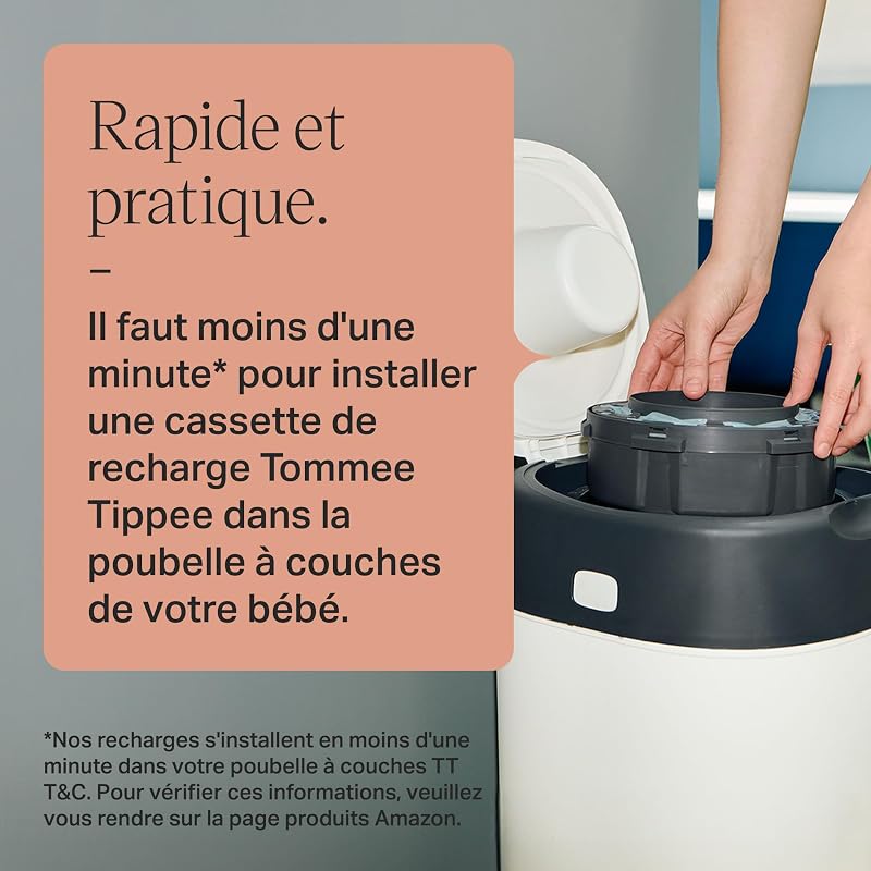 Cassettes de recharge originales Poubelle à couches Twist and Click Advanced, Lot exclusif de 4, 10,5 m, Recharge facile et grandes économies, 4 X 10,5 m