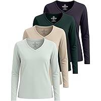 Real Essentials 4 Pack: Women's Cotton Classic-Fit Long-Sleeve