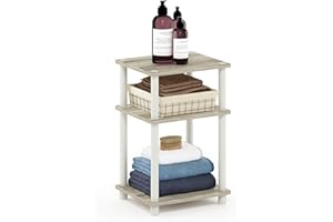 Furinno JUST Side Table, 3-Tier End Table, Open Shelves Night Stand, Bedside Table, Toolless Assembly, for Living Room, Bedro