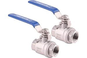 DERNORD Ball Valve Stainless Steel 304 1/2" NPT Heavy Duty for Water, Oil, and Gas with Blue Locking Handles (Pack of 2)