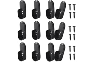 Coufce 12 pcs Oval Closet Rod End Supports Heavy-Duty Metal Rod Holders for 15mm x 30mm Oval Rods Wardrobe Bracket with Mounting Holes(Black)