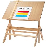 MEEDEN Wood Adjustable Drafting Table: 35.5" x 23.5" Art Drawing Desk | Art Table with Various Height &amp; Tiltable - Rustic Artist Desk with Pencil Ledge and Ruler for Writing Reading Graphic Design