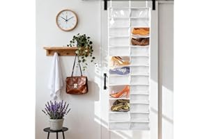 Hoodie Sweatshirt Organizer - Tiers Over The Door Organizer Hanging-26 Pocket Clear Hanging Shoe Organizer, Large 63" x 22" F