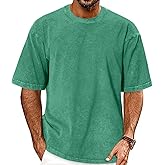 Oversized Tshirts for Men Short Sleeve Vintage Washed Basic Loose Tees