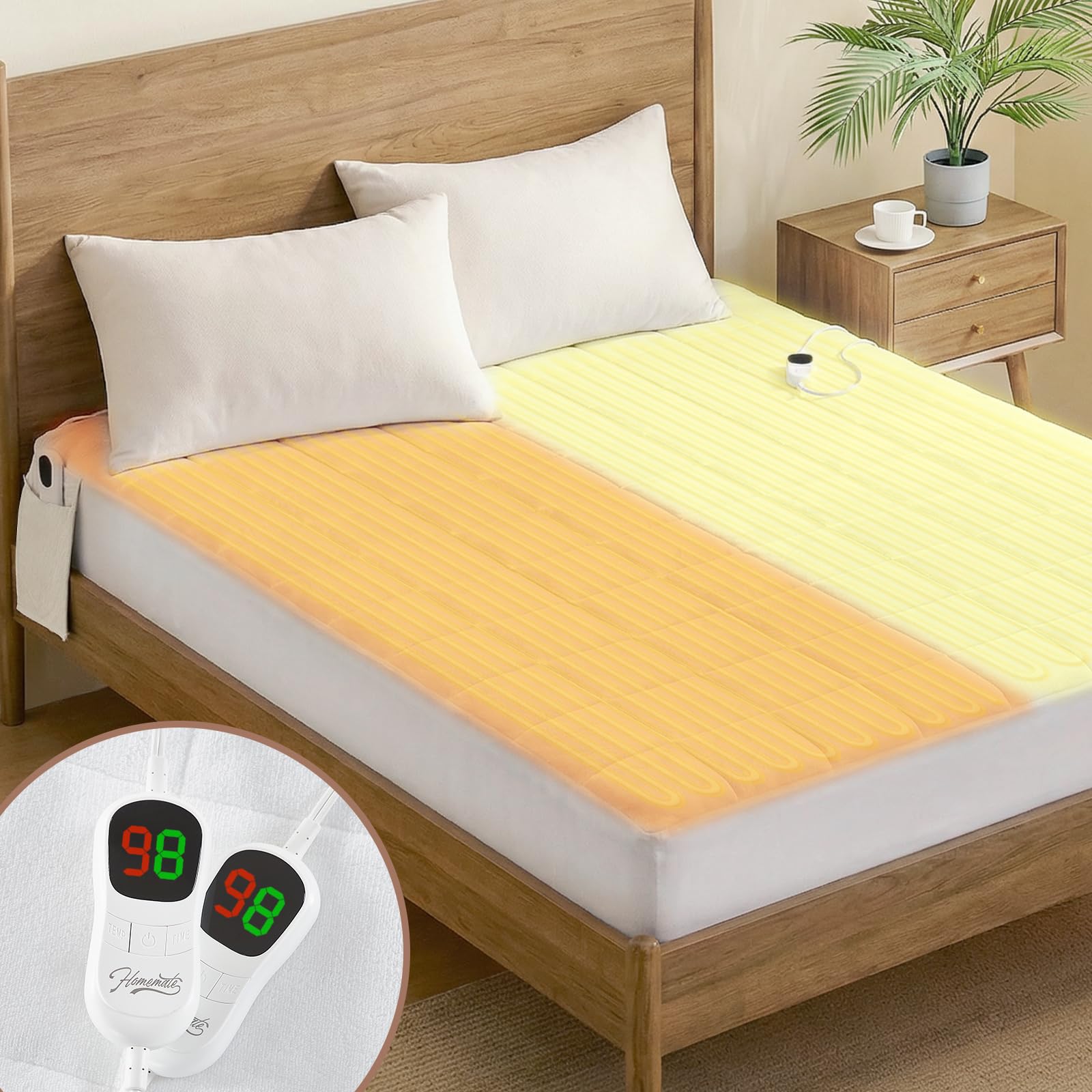 Photo 1 of *********READ CLERK NOTES**********  
Homemate Heated Mattress Pad Queen Size for Cold Sleepers, 5 Heated Setting Coral Fleece Electric Mattress Pad Queen, Bed Warmer with Dual Controller & Auto Off 10 Hours, Fit Up to 21 Inch, 80"x60"