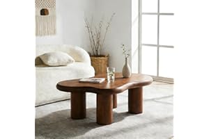 Cloud Coffee Table 46.06" with 4 Sturdy Legs, Unique Irregular Cloud Shaped Coffee Table Farmhouse Wood Center Table for Livi